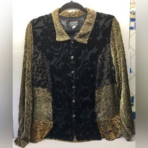 Citron Silk Velvet Botton Up Blouse